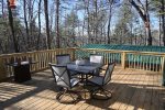 Private Back Deck with Patio Table and Fire Table